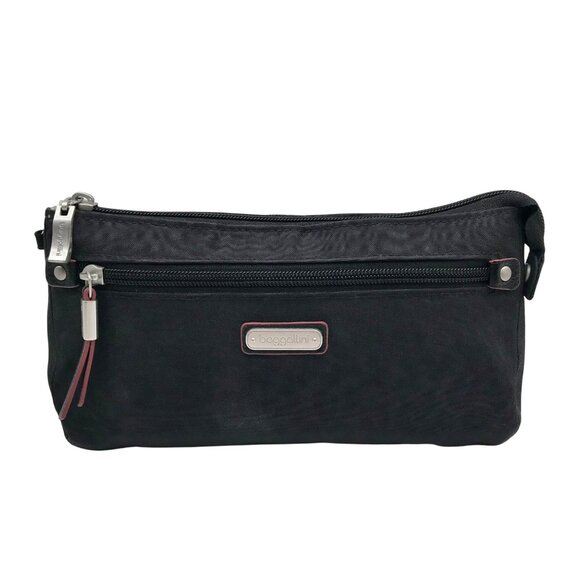 Baggallini Black Subtle Leopard Print Wristlet Clutch Bag - Picture 1 of 10